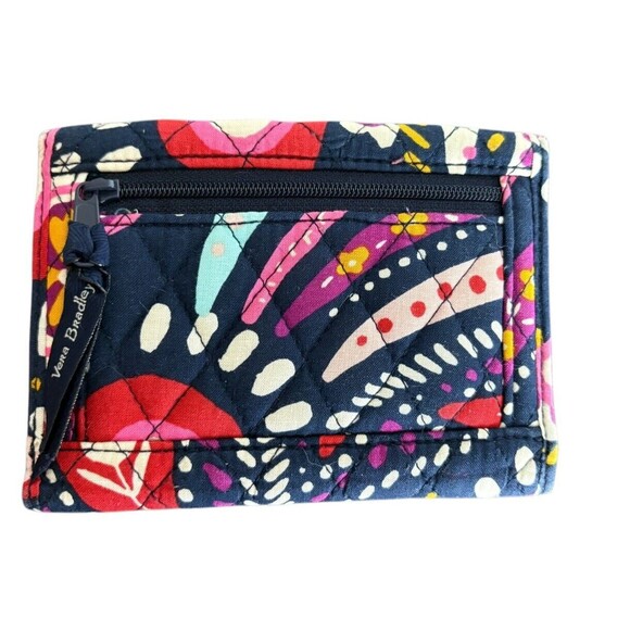 Vera Bradley Painted Paisley Tri-Fold Wallet Window ID Credit Cards Blue Pink - Picture 2 of 8